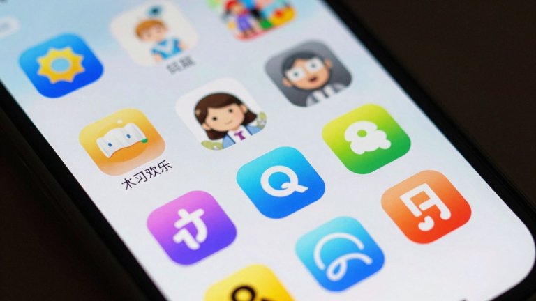 Ícones de aplicativos desconhecidos em uma tela de smartphone.