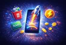 Celular limpo e acelerado com aplicativos de otimização.