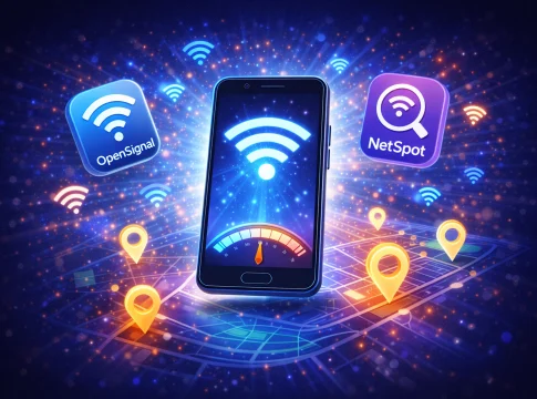 Lidé používají chytré telefony k nalezení bezplatné Wi-Fi.